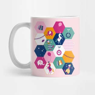 circus hexagons pink and turquoise Mug